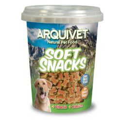 Bote de Soft Snacks Huesitos Duo de Salmón y Arroz de Arquivet para perros