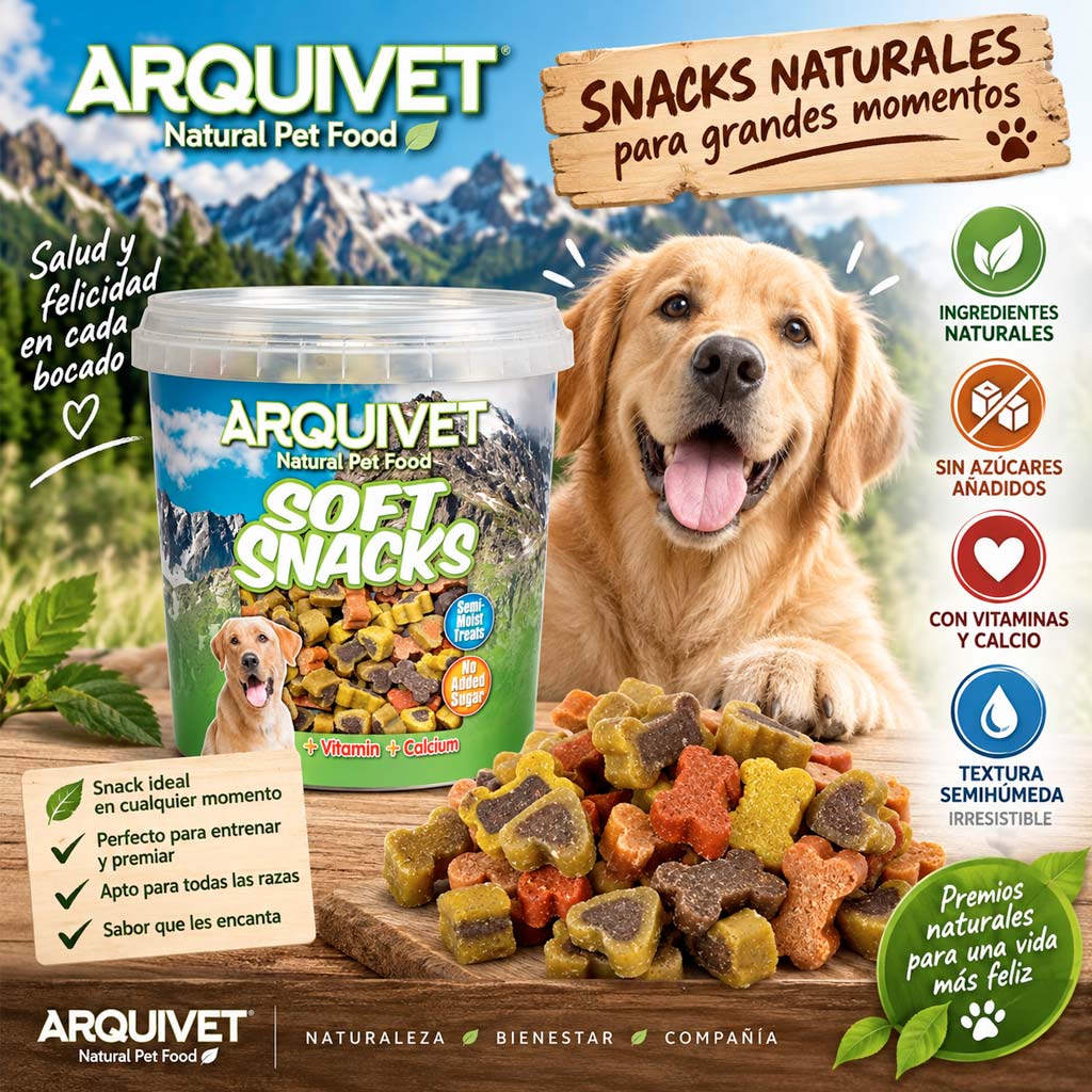Arquivet Soft Snacks Huesitos y Corazones Mix - Premios Semihúmedos para Perro - Imagen 2