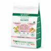 Ingredientes y beneficios del pienso libra adult mini salmon en el reverso del envase.