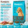 Infografía de Pienso Banters Puppy junior con sabor a cordero y Arroz para perros cachorros.
