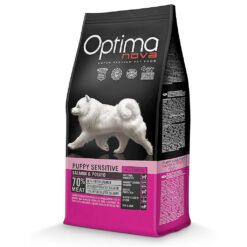 Saco de pienso sin cereales para cachorros Optima Nova Puppy Sensitive con salmón
