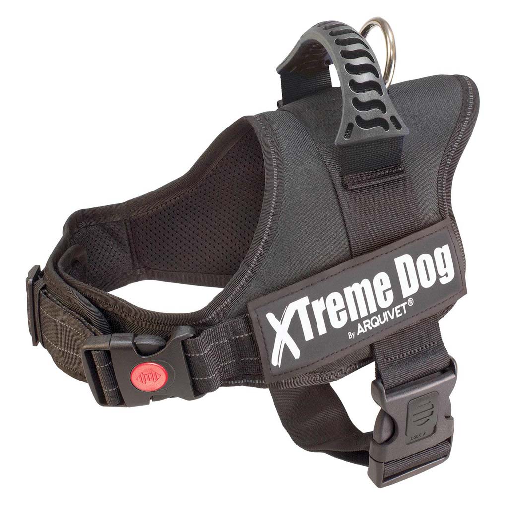 Arnés ergonómico para perros Arquivet Xtreme Dog negro vista completa