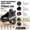 Infografía con los beneficios y características Arnés Ergonómico para Perros Arquivet Xtreme Dog Negro