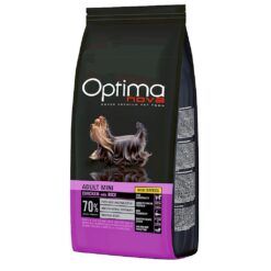 Saco de pienso Optima Nova Adult Mini con pollo y arroz, especial para perros adultos de razas pequeñas.