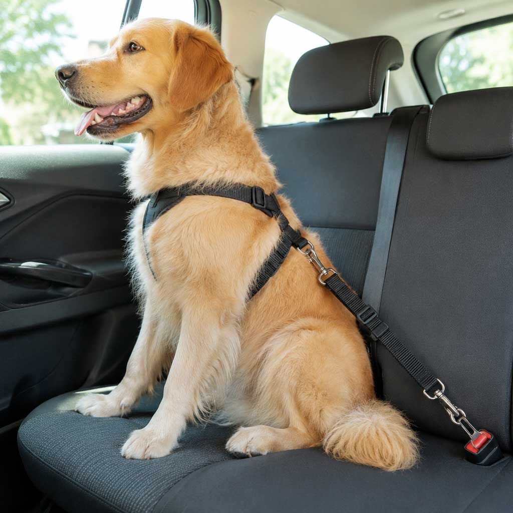 Anclaje universal de coche para perro con mosquetón resistente de Arquivet