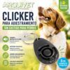 Adiestramiento sin castigo para perros con clicker Arquivet de 6 cm, herramienta de refuerzo positivo con sonido metálico para educar y entrenar perros.