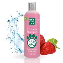 Bote de Champú Acondicionador Menforsan para perros de 300ml con aroma a fresa