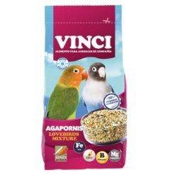 Saco de Mixtura para Agapornis de la marca Vinci, alimento completo con vitaminas y minerales para aves.