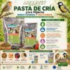 Infografía de la pasta cria insectivoros Arquivet con beneficios e ingredientes naturales para pájaros.