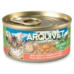 Lata de comida húmeda Arquivet de atún blanco y salmón en salsa para gatos