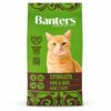 Saco de comida para gato esterilizado marca Banters sabor pescado