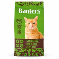 Saco de comida para gato esterilizado marca Banters sabor pescado