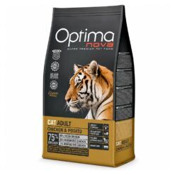 Saco de 2kg de pienso optima nova pollo grain free para gatos adultos.