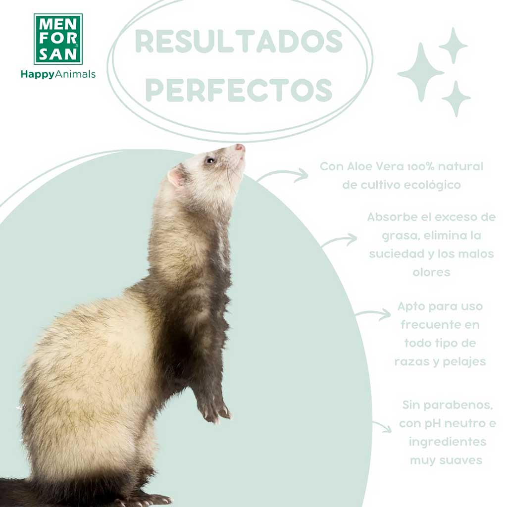 Champú para Cobayas, Conejos, Hurones, Espuma Seca con Aloe Vera Menforsan - Imagen 4