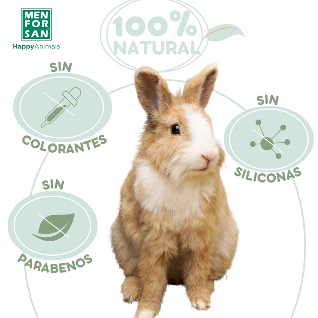 Champú para Cobayas, Conejos, Hurones, Espuma Seca con Aloe Vera Menforsan - Imagen 2