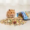 Hámster comiendo felizmente su Comida para Hamster Vinci, una mezcla variada de semillas y cereales de alta calidad.