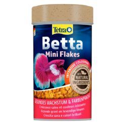 Bote de 100ml de Tetra Betta Mini Flakes, alimento completo para realzar el color de los peces Betta.