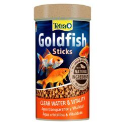 Bote de 250ml de alimento Tetra Goldfish Sticks para la vitalidad y colores brillantes de peces dorados.