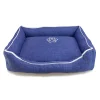 Cama para Perros Cuadrada Azul con Huella y Ribete - Imagen 2