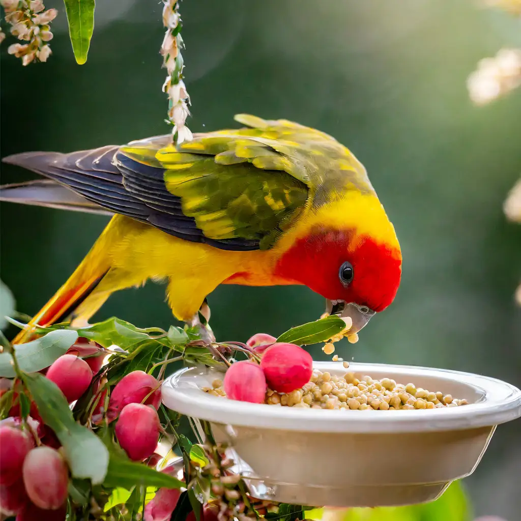 Lory Pearls comiendo pienso