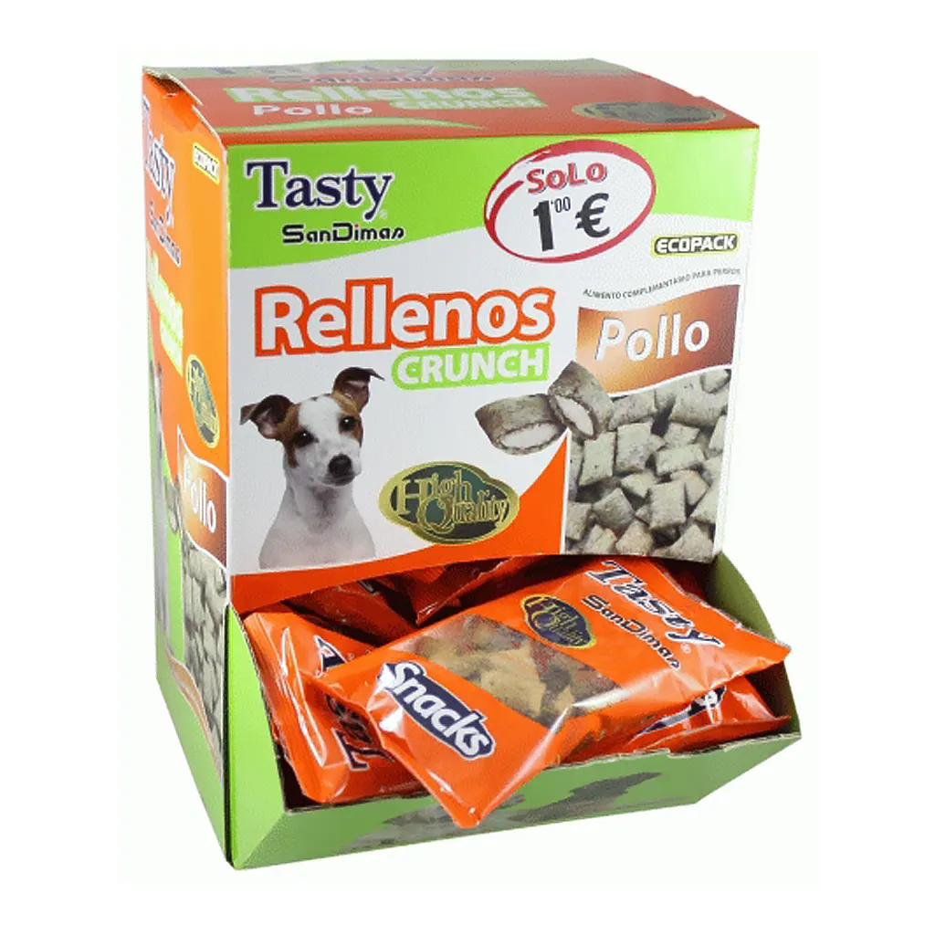 Caja de 35 unidades de Snacks para perro con relleno de pollo