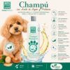 Infografía de beneficios del champú de argán Menforsan con perro