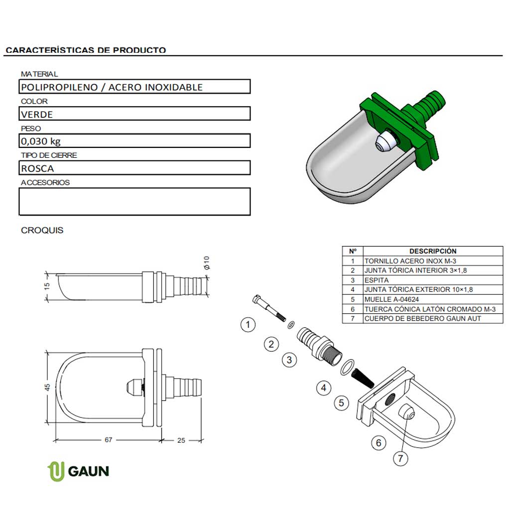 Bebedero Automatico para Conejos Gaun - Imagen 2
