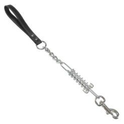 Correa con muelle para perros negra de 50 cm y 4 mm de grosor, con amortiguador de acero reforzado y diseño ergonómico