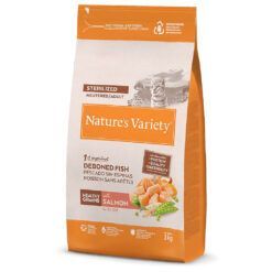 Imagen del pienso Nature's Variety Gatos Esterilizados con Salmón en formato de 3 kg. Alimento natural con salmón, ideal para controlar el peso.