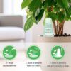 Uso de Planta de interior en maceta, aspecto saludable y frondosa, tierra húmeda, con un gel de riego Batlle de 150ml visible parcialmente insertado en el sustrato, iluminación natural suave, fondo desenfocado de hogar o jardín, estilo fotorrealista, colores naturales y bien equilibrados