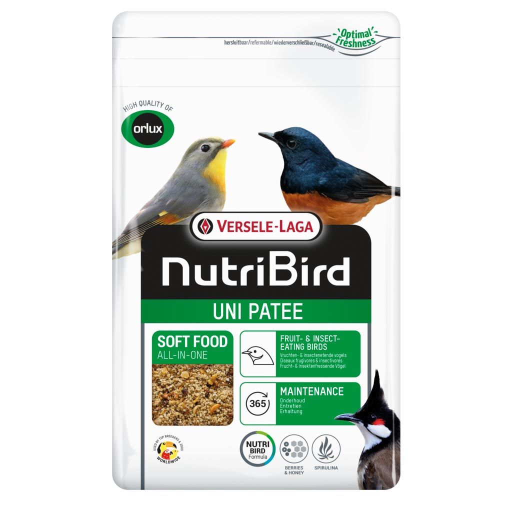 Comida para aves frugívoras e insectívoras Nutribird Orlux Uni Patee de Versele-Laga envase de 1kg