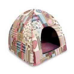 Iglú para Perros y Gatos Corazones y Rayas