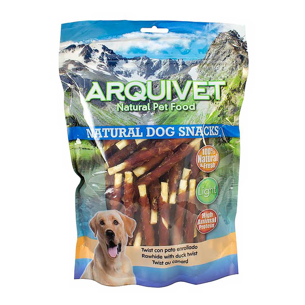 Snacks naturales para perros Arquivet Twist de pato – premio saludable y nutritivo para todas las razas
