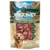 Envase de Arquivet Natural Pet Food, bocaditos para perros de ternera y bacalao 100gr, snack light y alto en proteína para la salud dental.