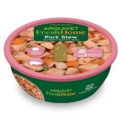 Envase de Arquivet FreshHome, el mejor estofado de cerdo para perros con receta casera y 100% carne fresca.