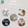 Gráfico mostrando dónde aplicar el neutralizador de olor para perros: coche, baño, hogar.
