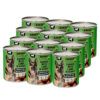 Pack de 12 latas de comida para perro cordero Rokus, formato ahorro de 1240gr cada una para una nutrición duradera.