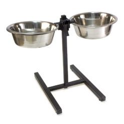 Estructura estable en H y cuencos de acero limpios del comedero elevado para perros Arquivet ajustable.