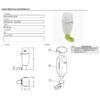 Ficha técnica de los bebederos de agua para pájaros de 1L Gaun con medidas y despiece de componentes.