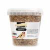 Envase de semillas para aves silvestres de la marca Prodac, fórmula especial para jilgueros y pájaros cantores.