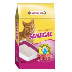 Saco de 30 litros de arena absorbente para gatos marca Senegal, con indicación de alta absorción y formato económico.