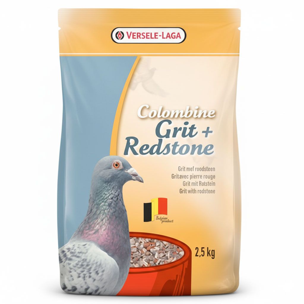Bolsa de 2,5 kg del Grit para palomas Colombine Grit + Redstone de Versele-Laga, ideal para colombófilos.