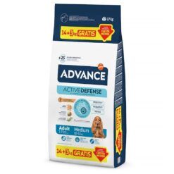 Saco formato ahorro 17kg de pienso Advance perros medianos adultos con pollo y arroz, oferta 14+3kg gratis.