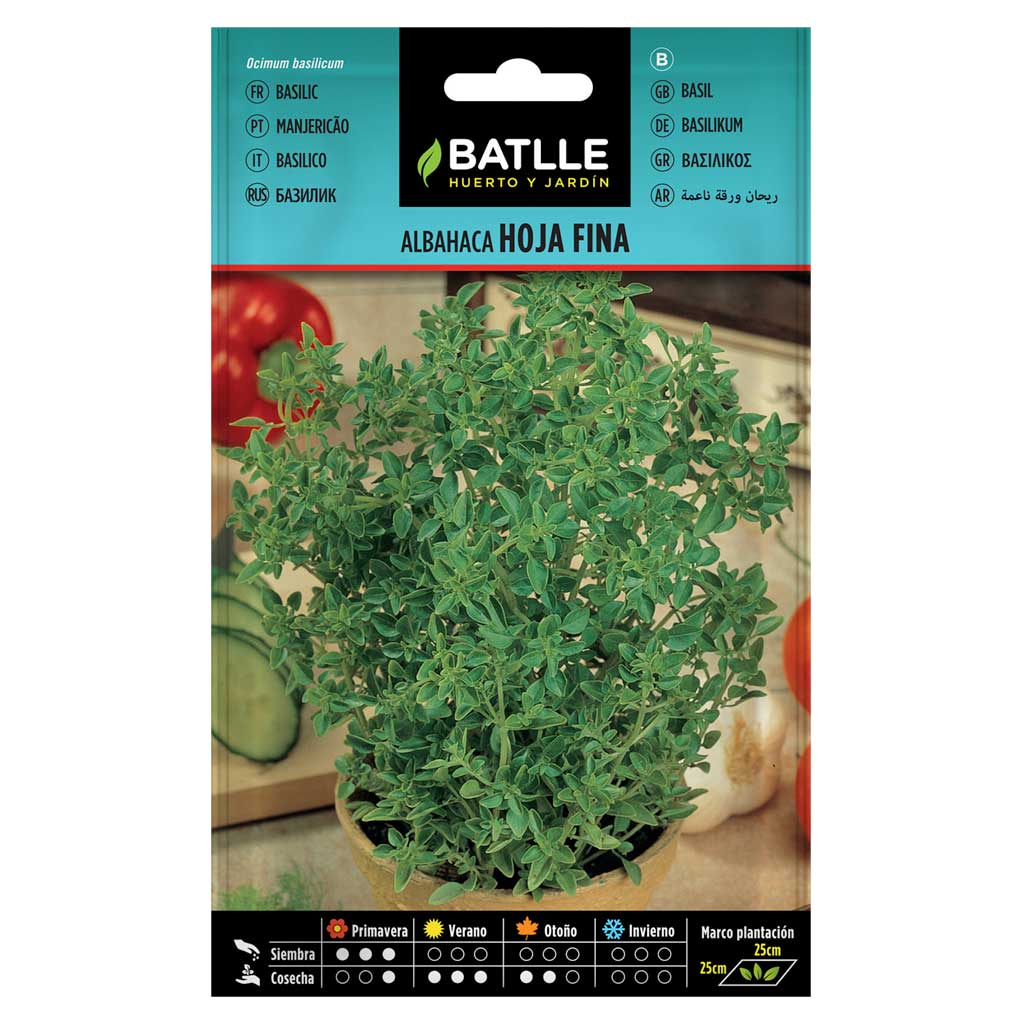 Sobre de Semillas Albahaca Hoja Fina marca Batlle para huerto y jardín