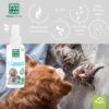Spray eliminador de olores para perros y gatos Menforsan de origen natural y vegano.