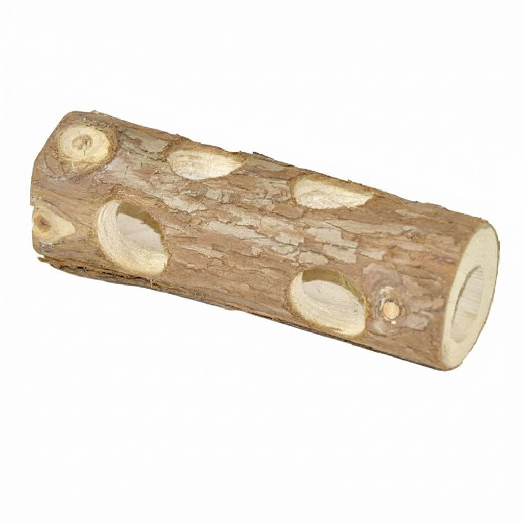 Túnel para hámster de madera natural Nayeco de 20cm con múltiples agujeros para exploración y escondite de roedores