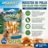 Infografía con los beneficios y características de Huesos de Pollo con Calcio para Perros Arquivet 100g - Snack Natural Light