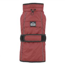 Perro con impermeable rojo reflectante y forro polar Nayeco Tormenta Perfecta