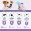 Infografía de efectividad del collar antiparasitario perros menos 25kg contra pulgas, garrapatas y mosquitos.