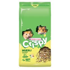 Envase frontal de Versele-Laga Crispy Muesli para hámsteres con diseño verde de 750gr
